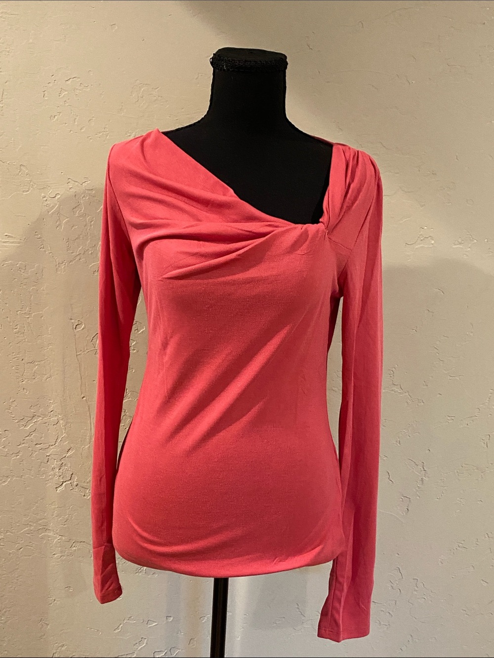Mystree Twist-Detail Long Sleeve Top - Coral